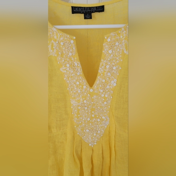 LAFAYETTE 148 Yellow Embroidered Women's Blouse - Picture 3 of 9